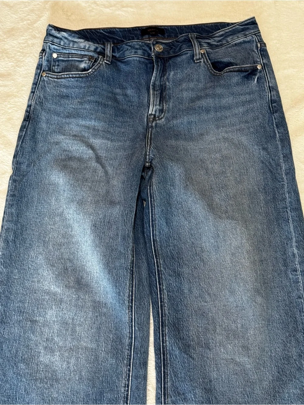 Quince Comfort Stretch High Rise Relaxed Straight Jeans Womens 32 Blue Organic - Picture 3 of 13